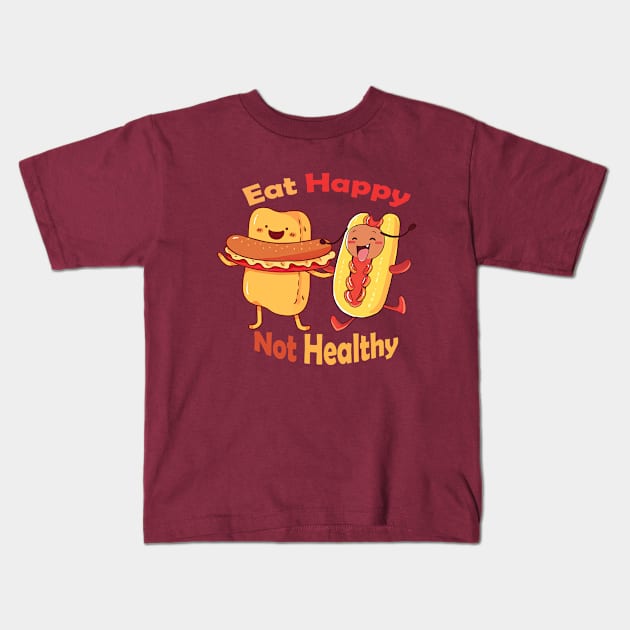 Happy food characters Kids T-Shirt by Sara-Design2